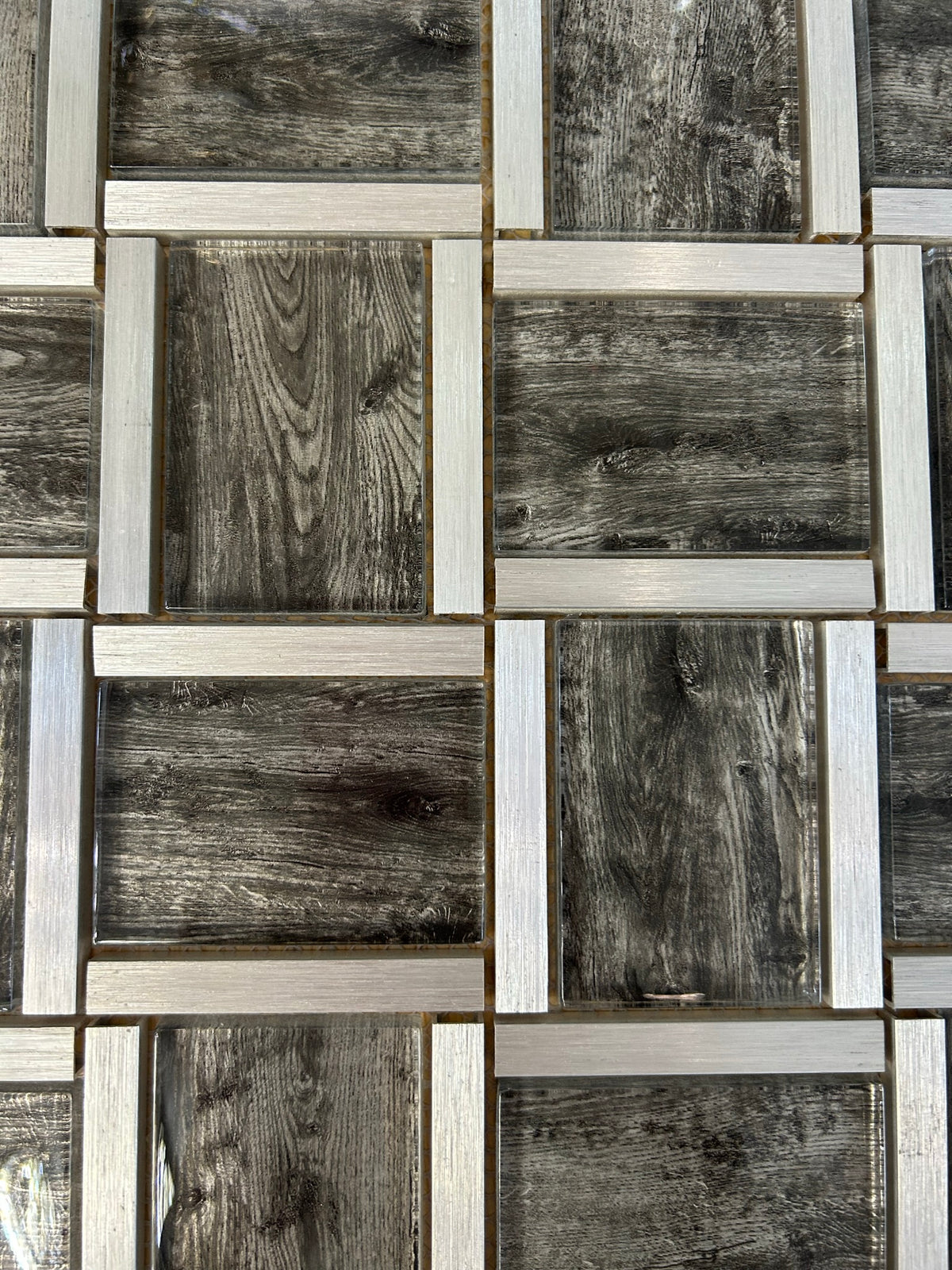 Dark Grey and Light Grey Metal Glass Mosaic Tiles-300*300*8mm-11sheets-1m2-BAW09