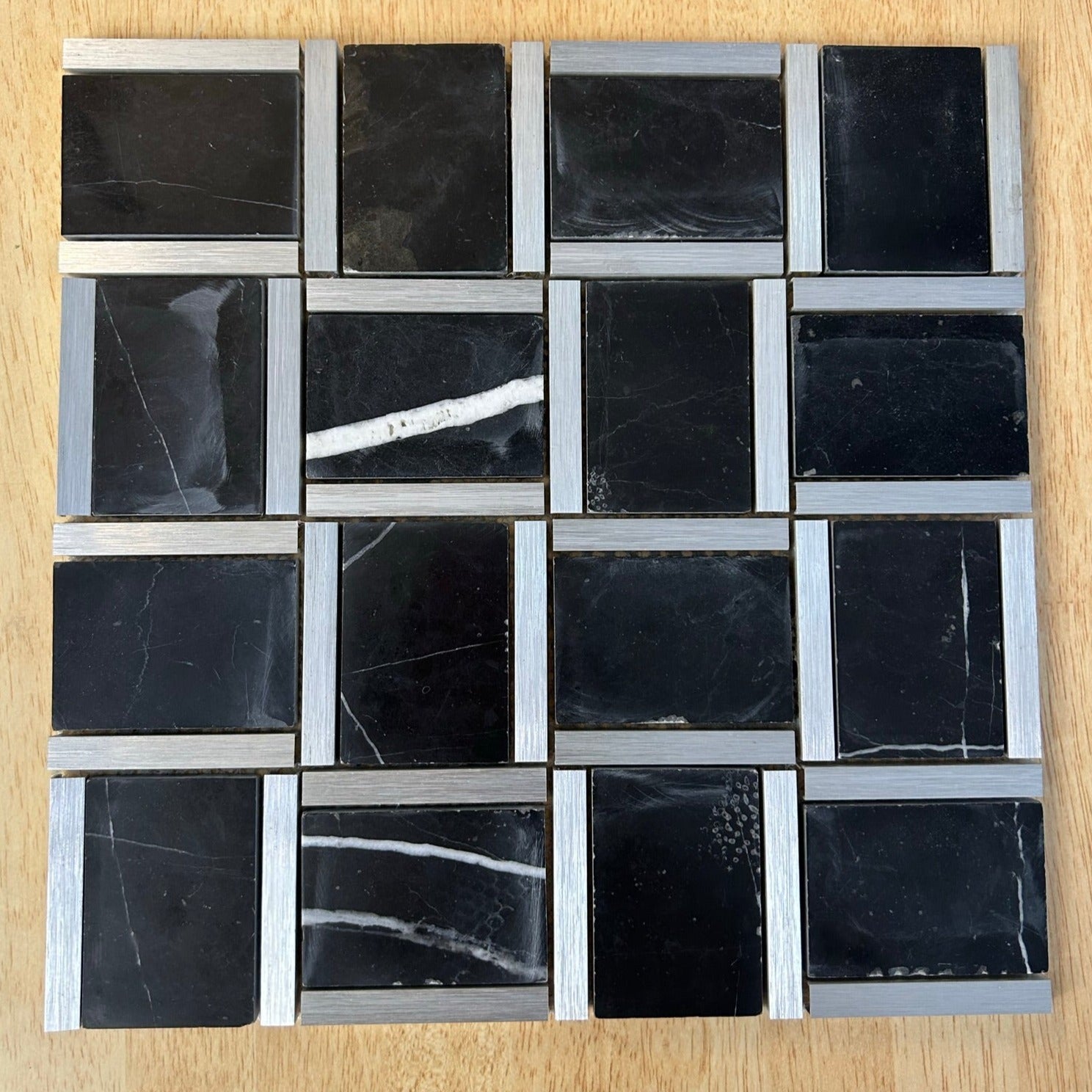 Black Metal Glass Mosaic Tiles-300*300*8mm-11sheets-1m2-BAW203