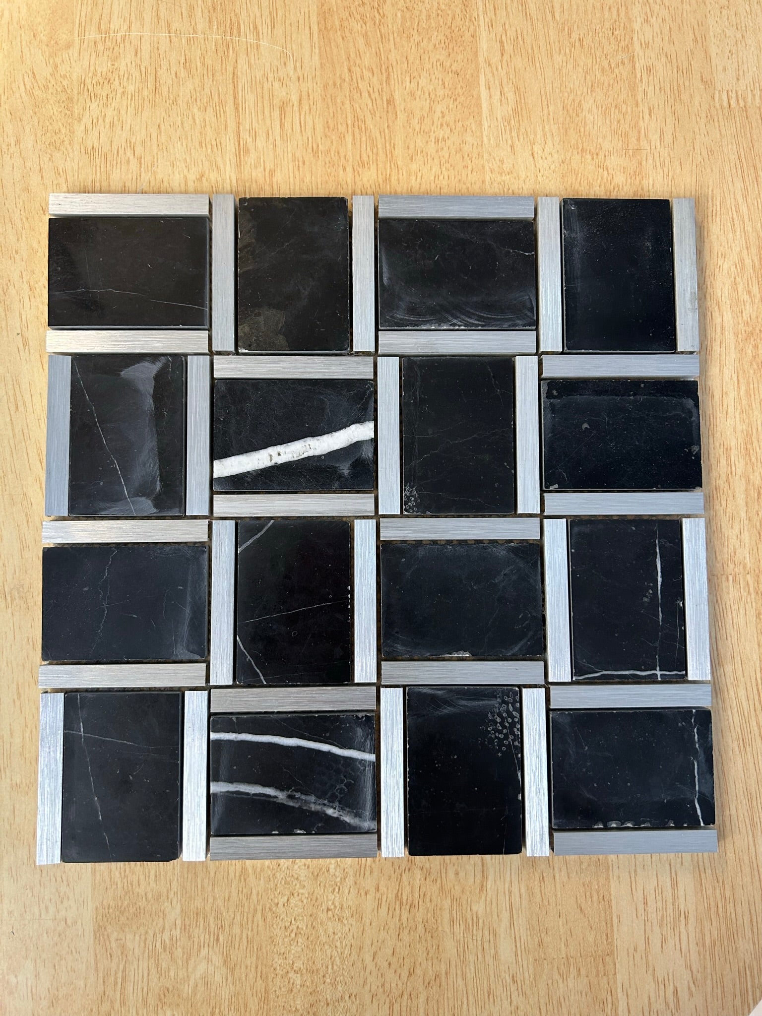 Silver Grey Metal Glass Mosaic Tiles-300*300*8mm-11sheets-1m2-BAW03