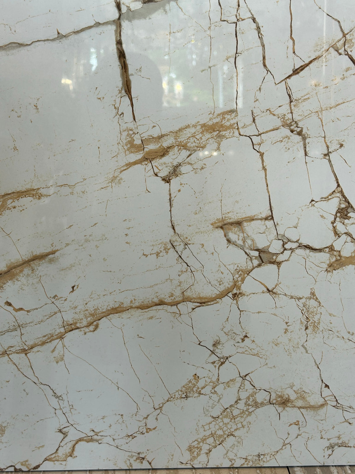 Cream with Gold Marble Effect Glossy Porcelain Tiles Wall & Floor Tiles-600*600*10.5mm-B6104-polished