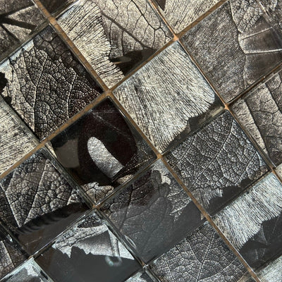 Noir Leaves Glass Mosaic Tile