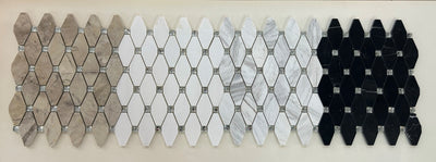 White, Grey, Beige & Black Marble Mosaic Tiles with Crystal  |300X300X8mm|11=1m2