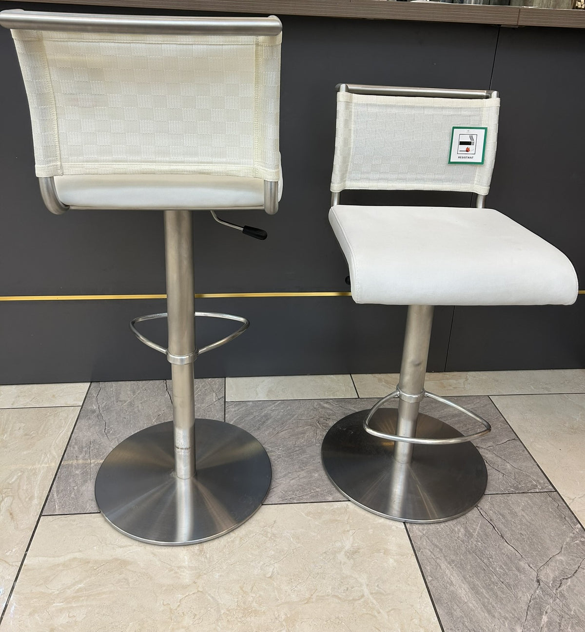 Modern Adjustable Bar Stool with Stainless Steel Base & Fabric Backrest
