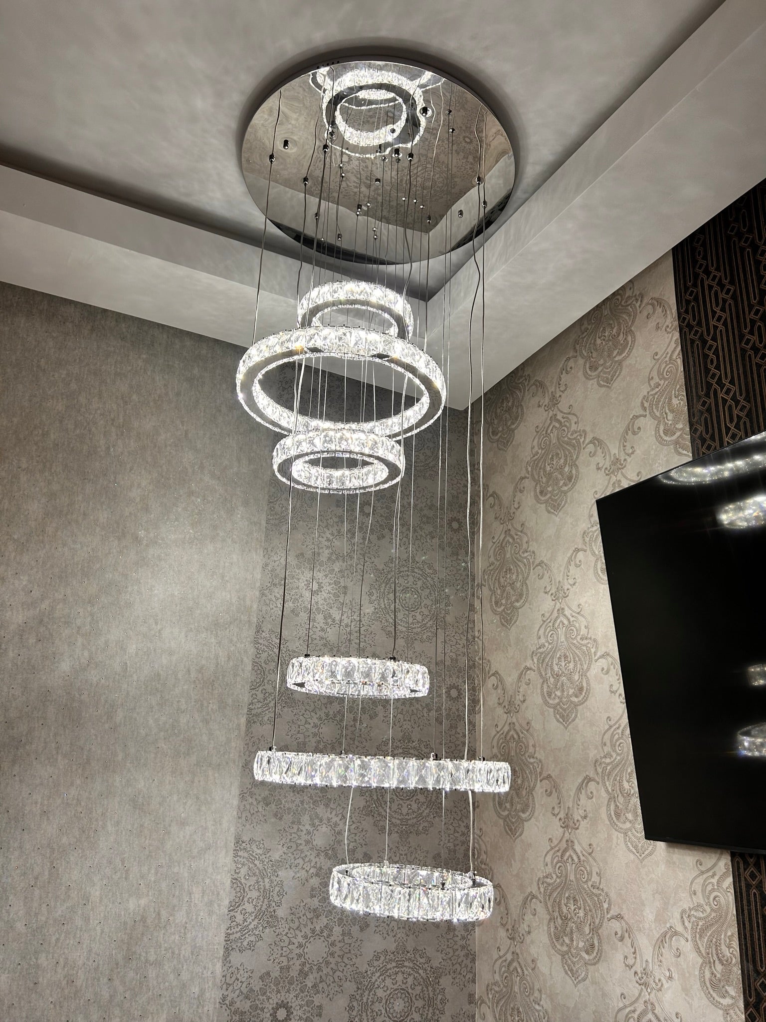 Modern Multi Layer Crystal Rings Ceiling Light/Chandelier-20014-700