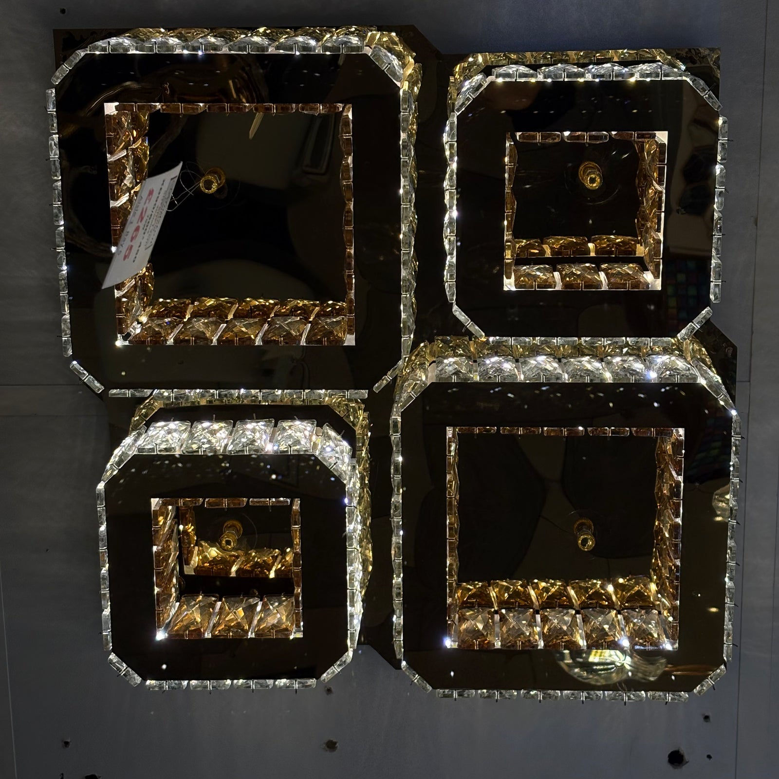 ✨ Luxury 4-Square Gold LED Ceiling Light with Colour changing feature✨
