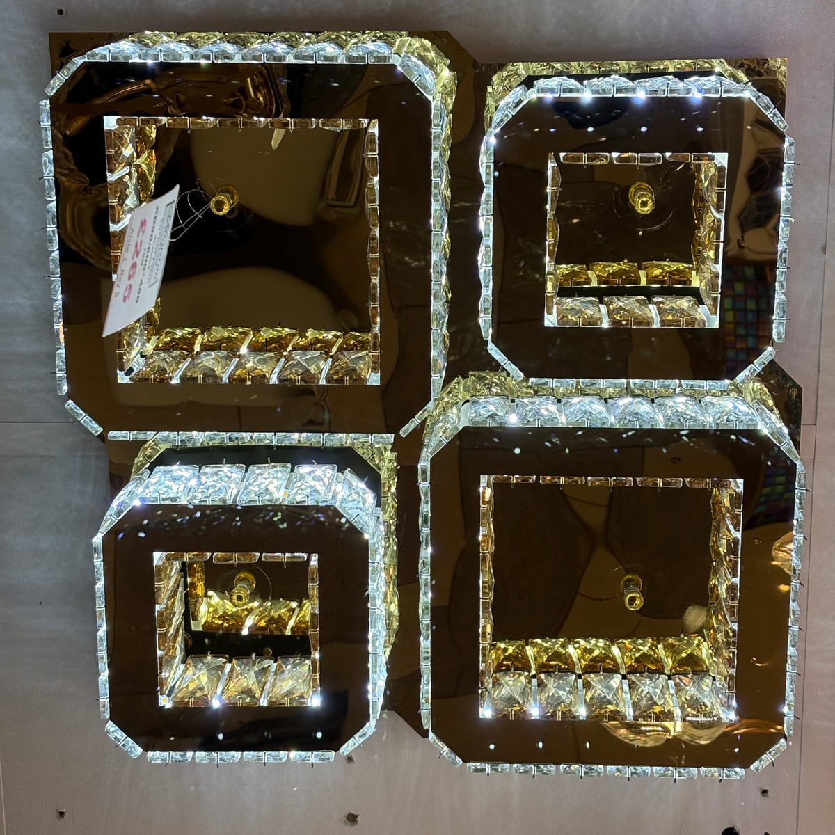 ✨ Luxury 4-Square Gold LED Ceiling Light with Colour changing feature✨