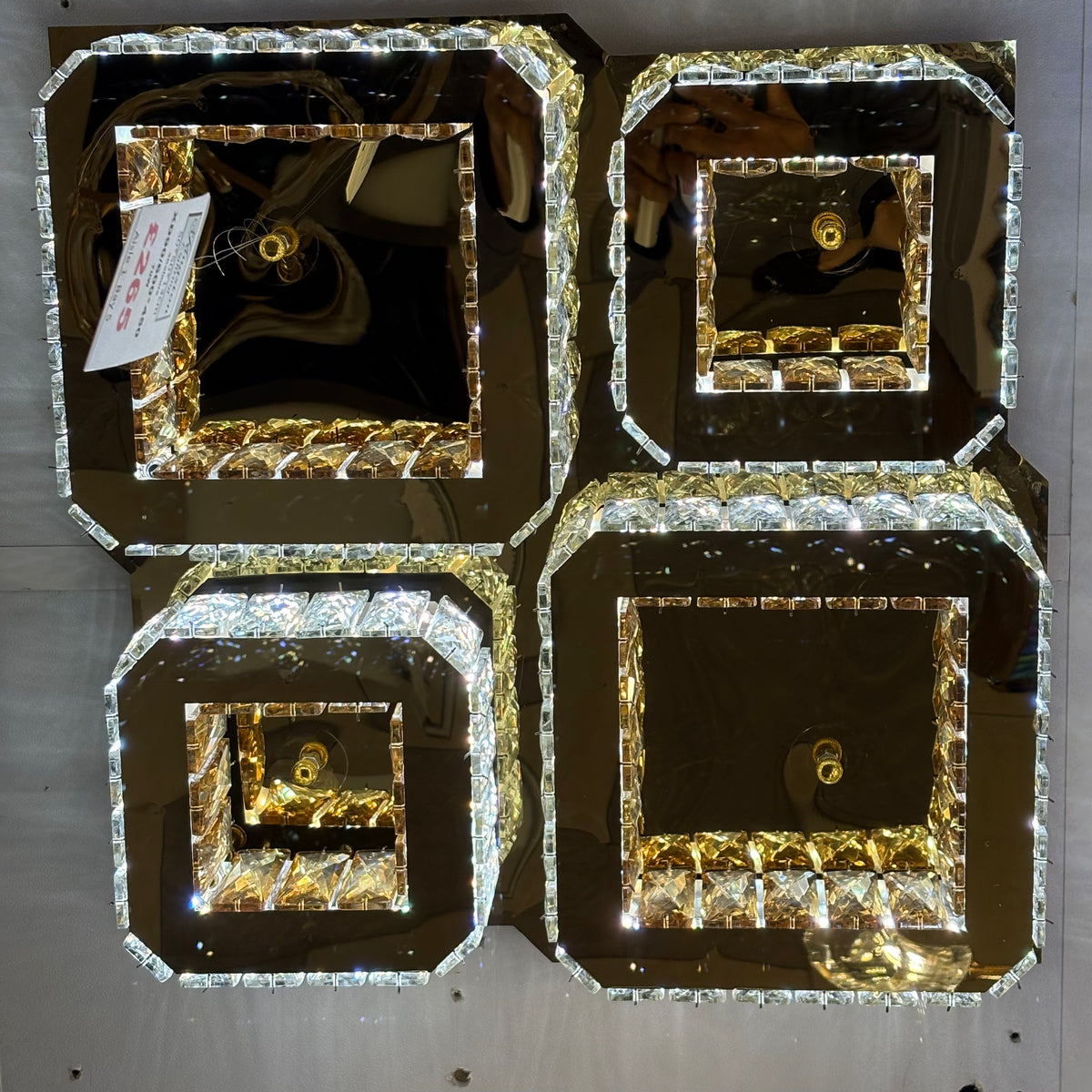 ✨ Luxury 4-Square Gold LED Ceiling Light with Colour changing feature✨