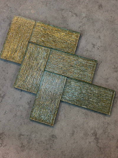 Gold Shimmering Metro Glass Mosaic Tiles-75*150*8mm-90tiles-1m2-JH13-B(Gold)