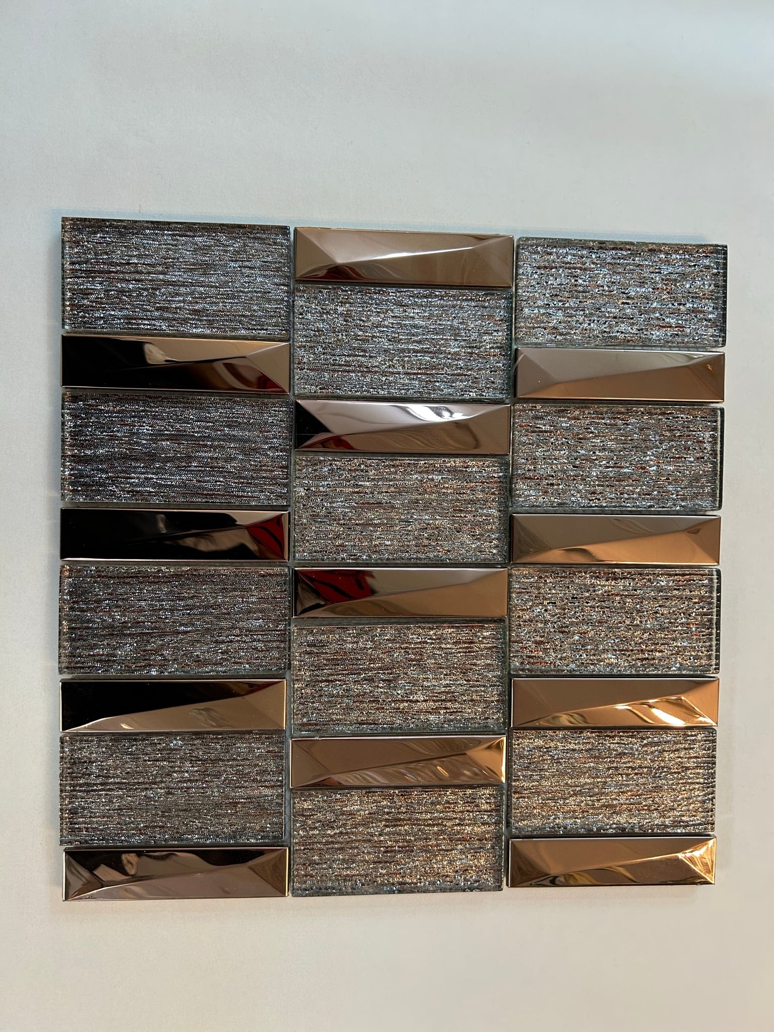 Rosegold Shimmering Glass & Aluminium Mosaic Tiles-300*300*8mm-11sheets-1m2-JH14-B