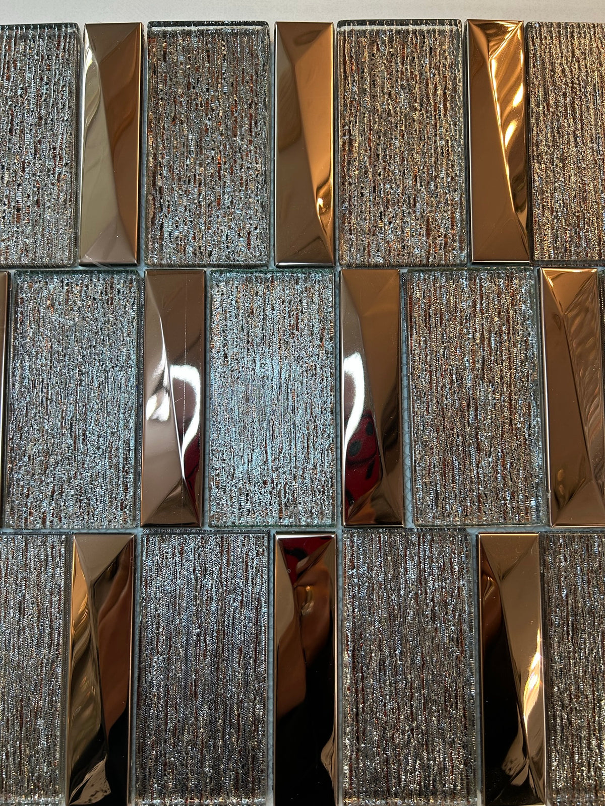 Rosegold Shimmering Glass & Aluminium Mosaic Tiles-300*300*8mm-11sheets-1m2-JH14-B