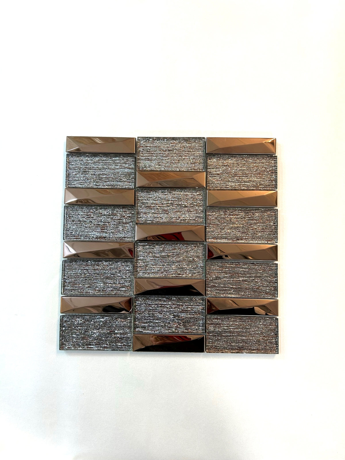 Rosegold Shimmering Glass & Aluminium Mosaic Tiles-300*300*8mm-11sheets-1m2-JH14-B