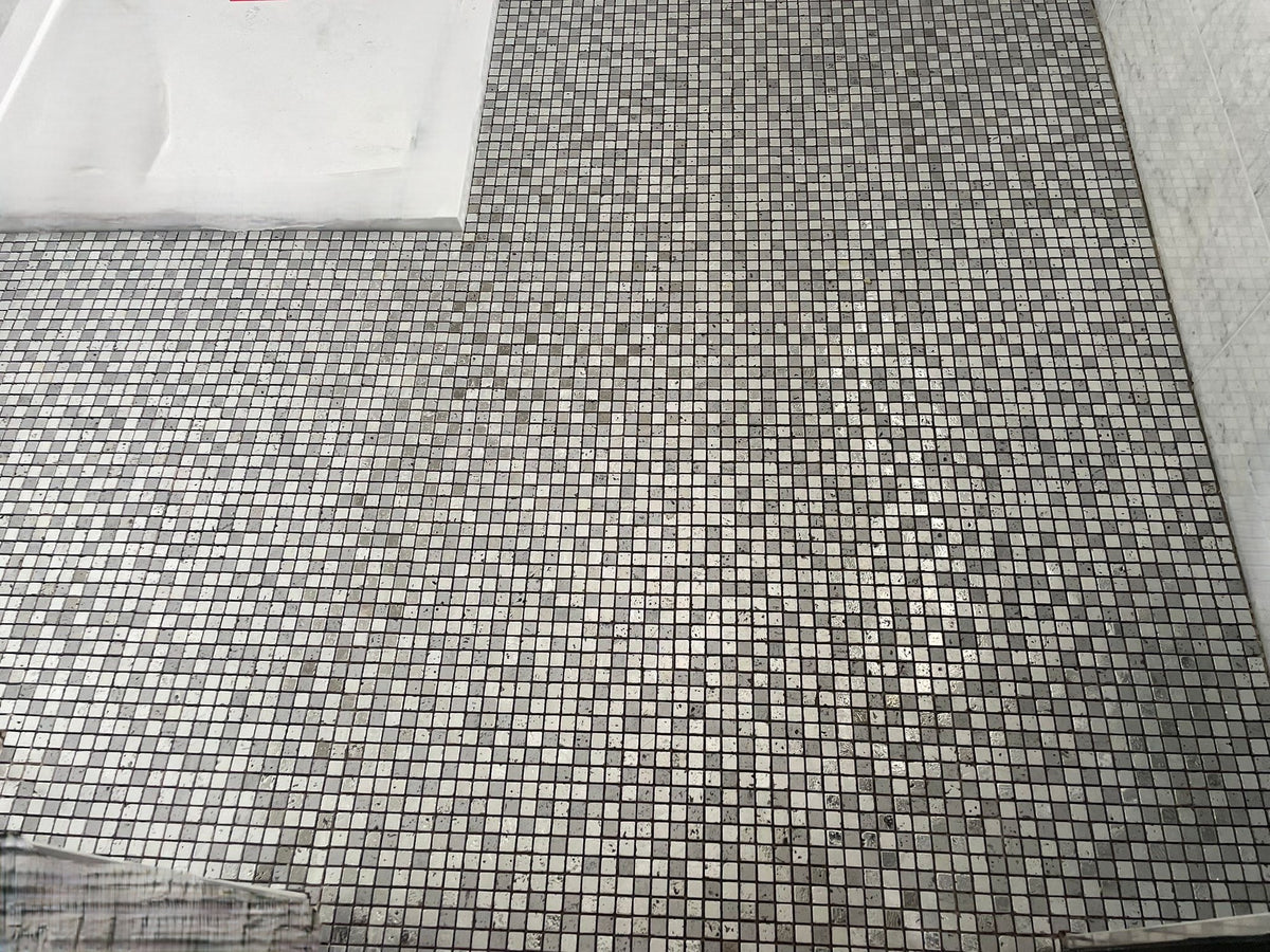 Cubic Greyscale Stone Mosaic Tile