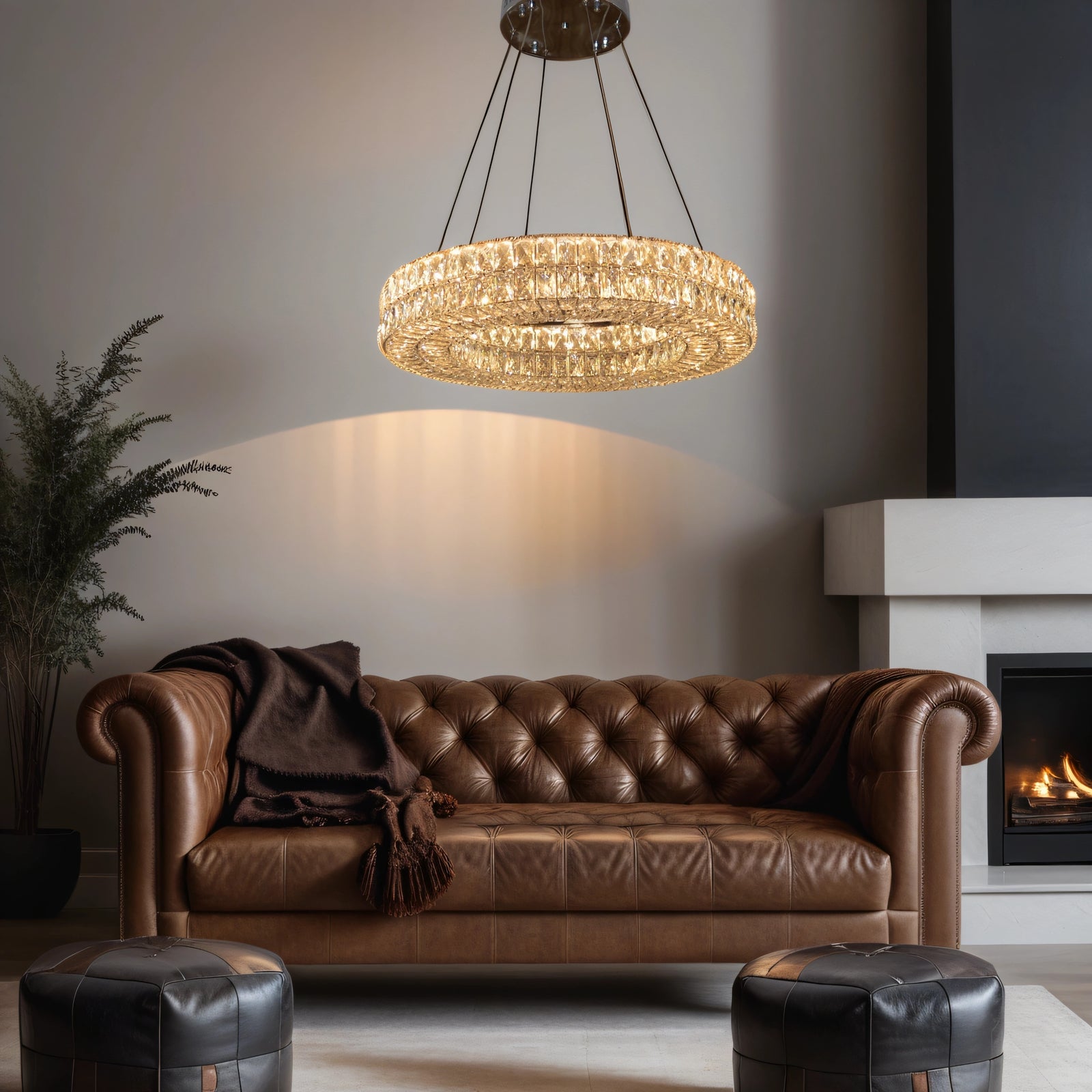 Crystal LED Wheel Pendant Ceiling Light-Colour Changing Dimmable with Remote Control-202134-650chrome