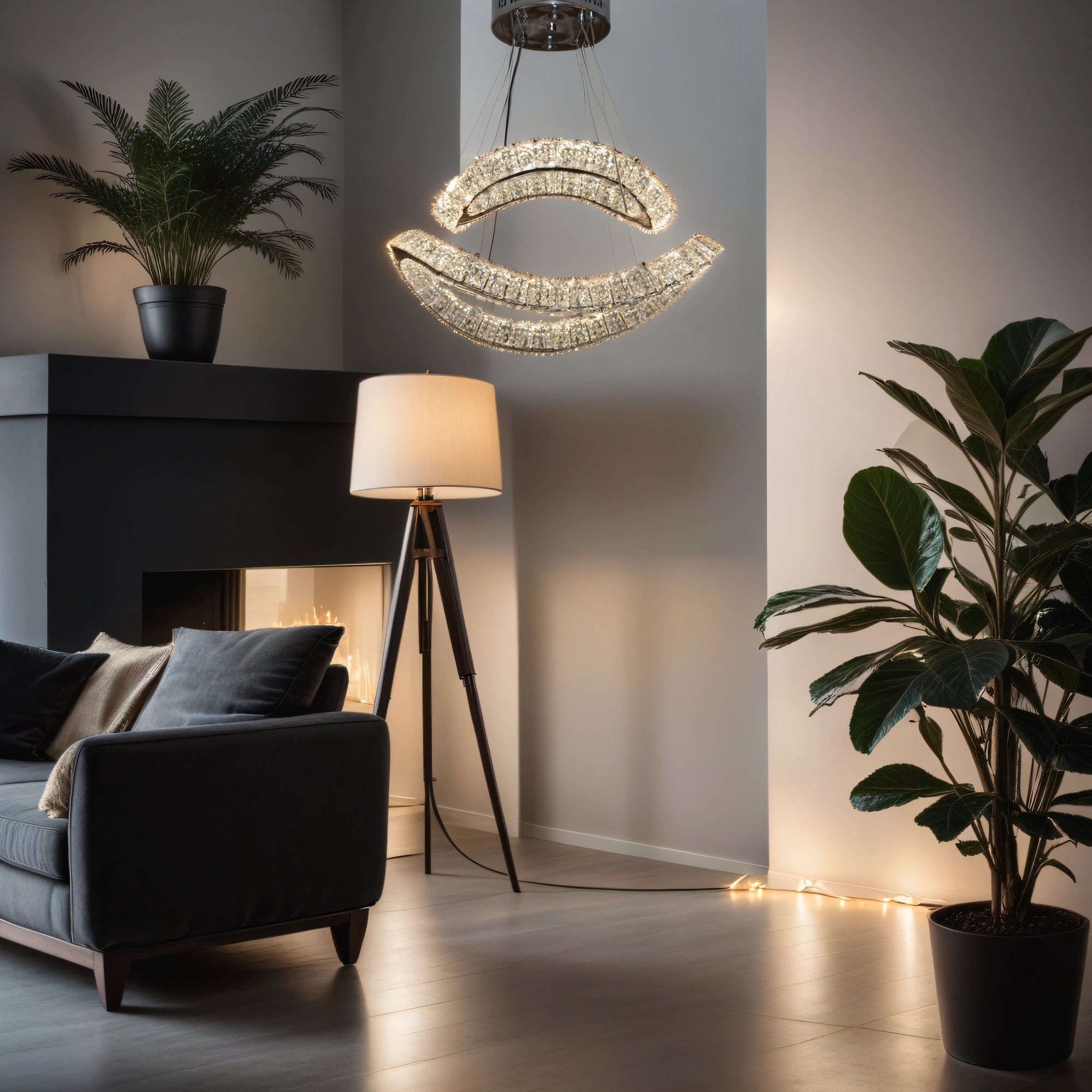 Pendant Ceiling Light-Colour Changing Dimmable with Remote Control-3014-650*650-Chrome