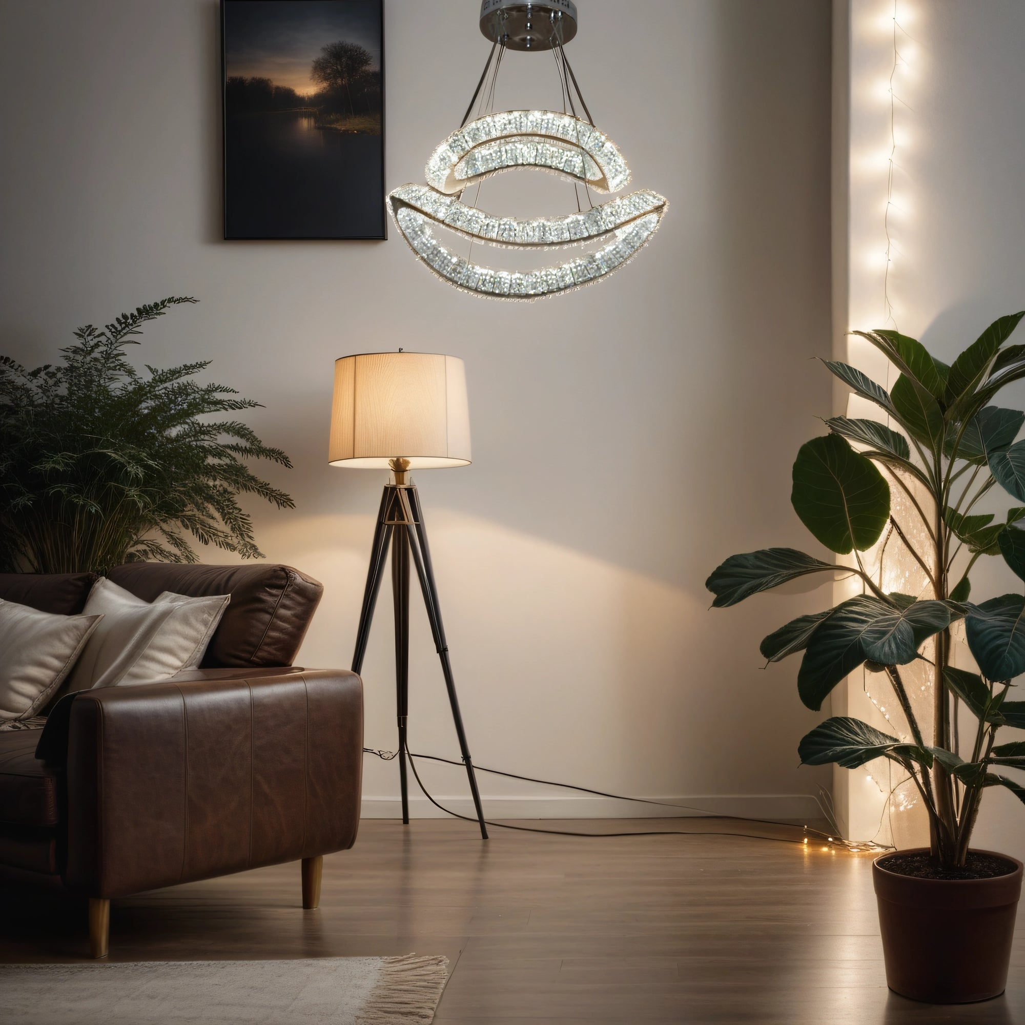 Pendant Ceiling Light-Colour Changing Dimmable with Remote Control-3014-650*650-Chrome