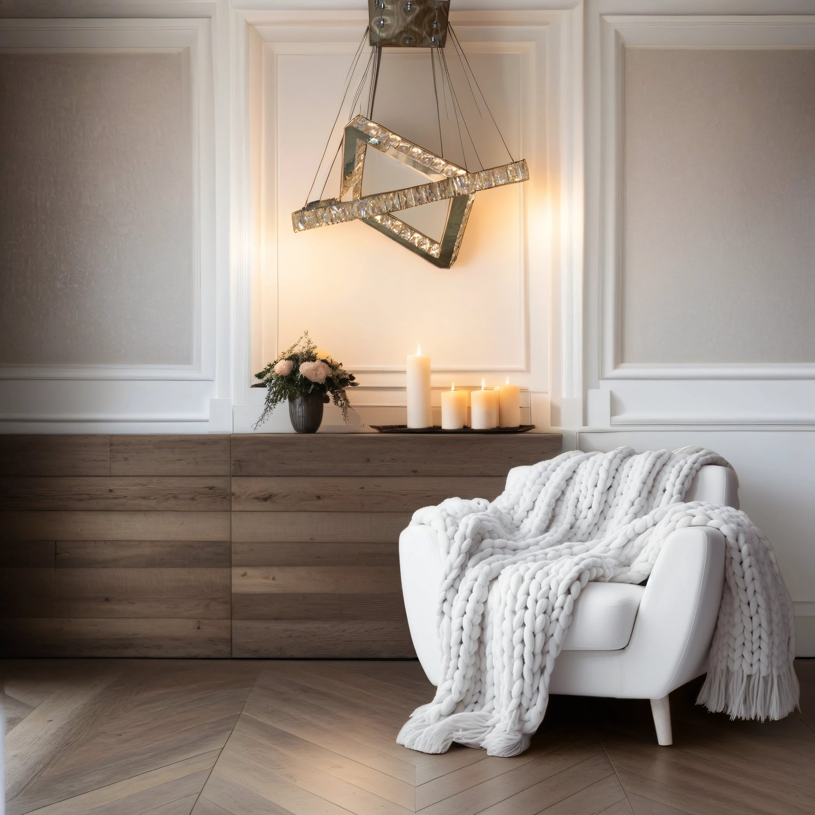 Square 2 Pendant Ceiling Light-Colour Changing Dimmable with Remote Control-20013-600+400-Chrome