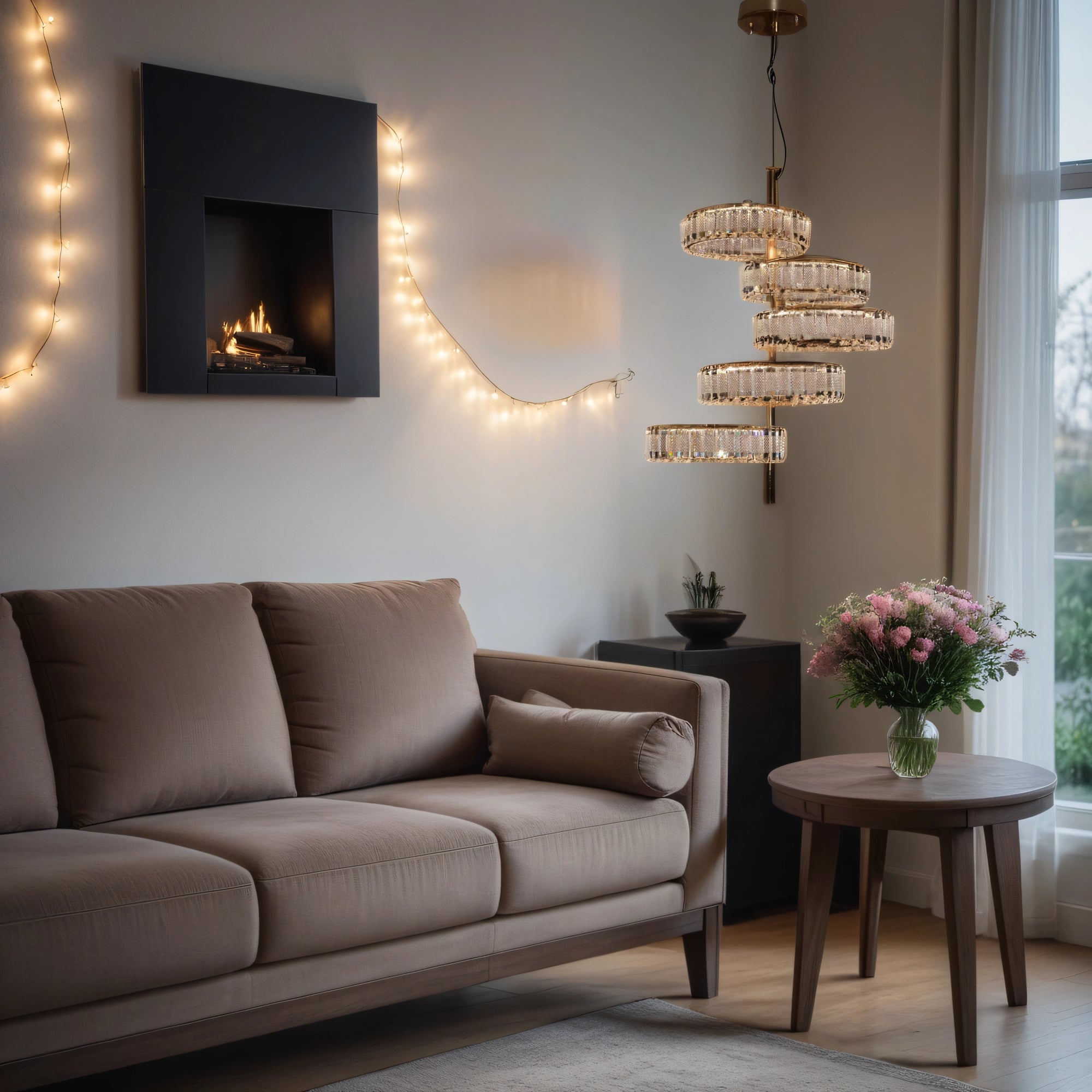 5 Tier Crystal LED Pendant Ceiling Light-color changing & dimmer feature with remote control –Y608-400+600