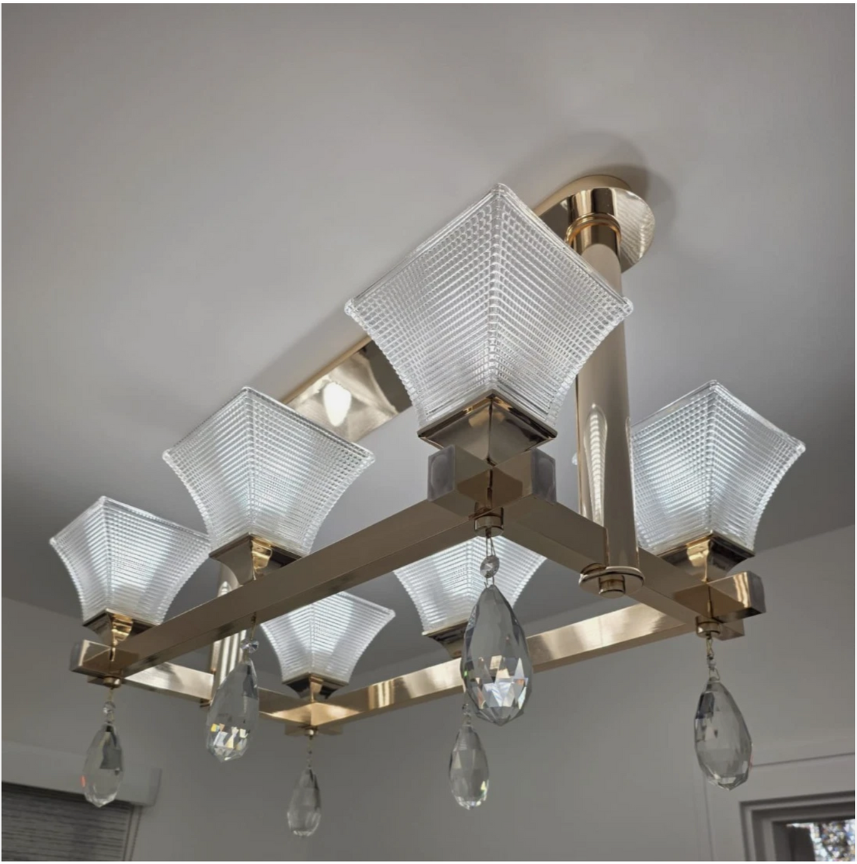 Luxury 6-Light Crystal Ceiling Chandelier – Modern Gold Finish Pendant Light