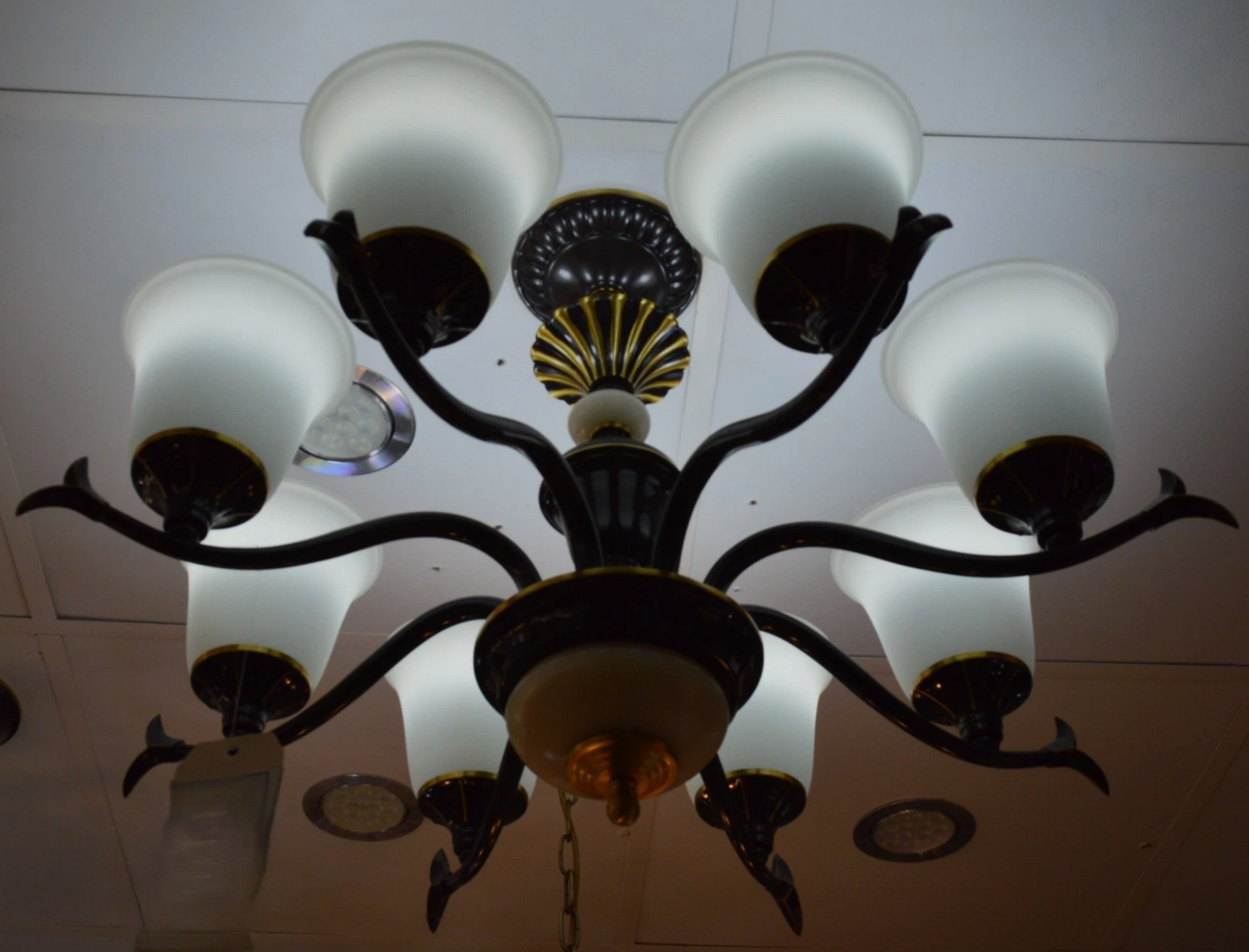 Classic 8-Light Chandelier Ceiling Light | Black & Antique Gold Finish