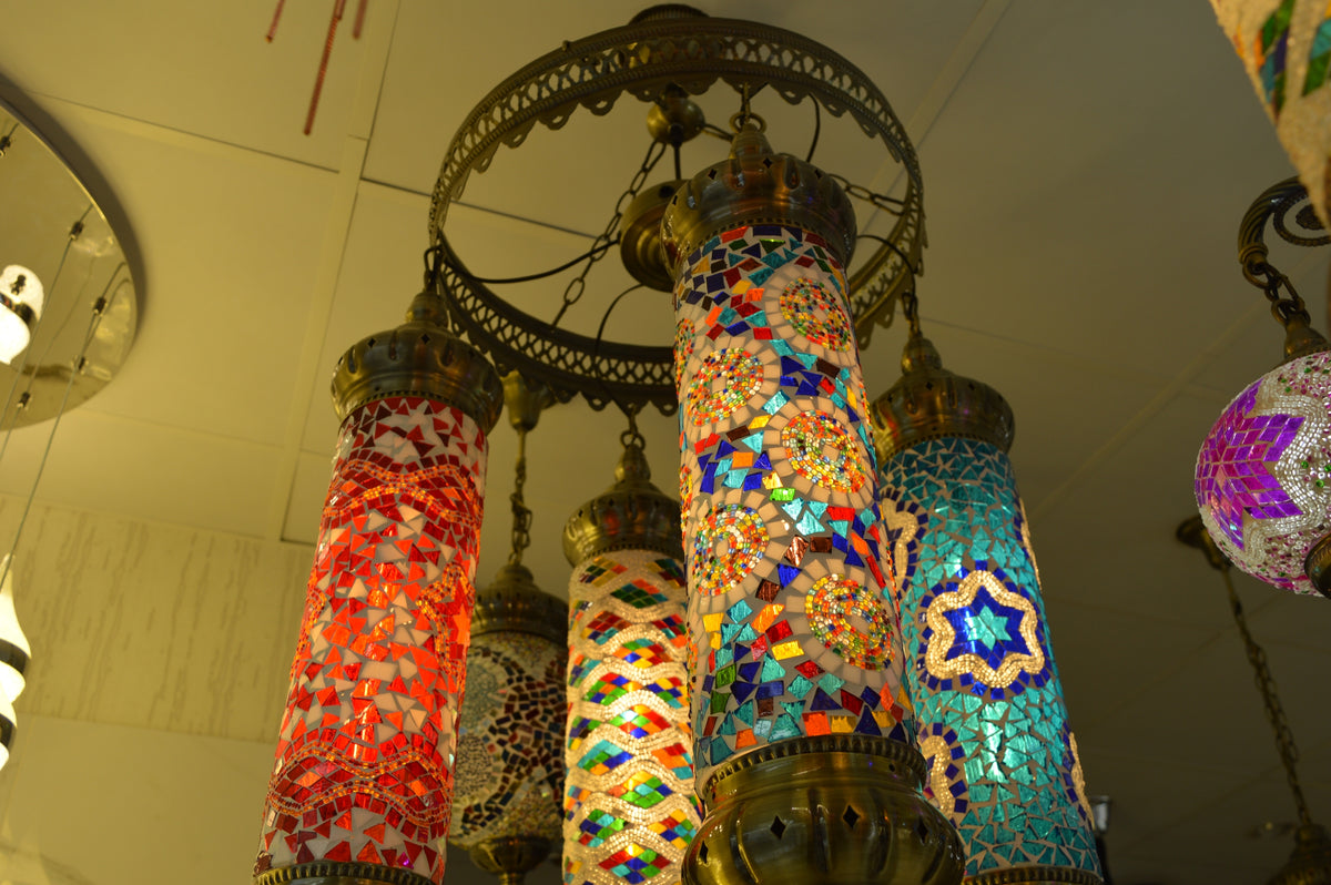Handmade Turkish Mosaic Chandelier Lamp Ceiling Light Style Multi Lantern