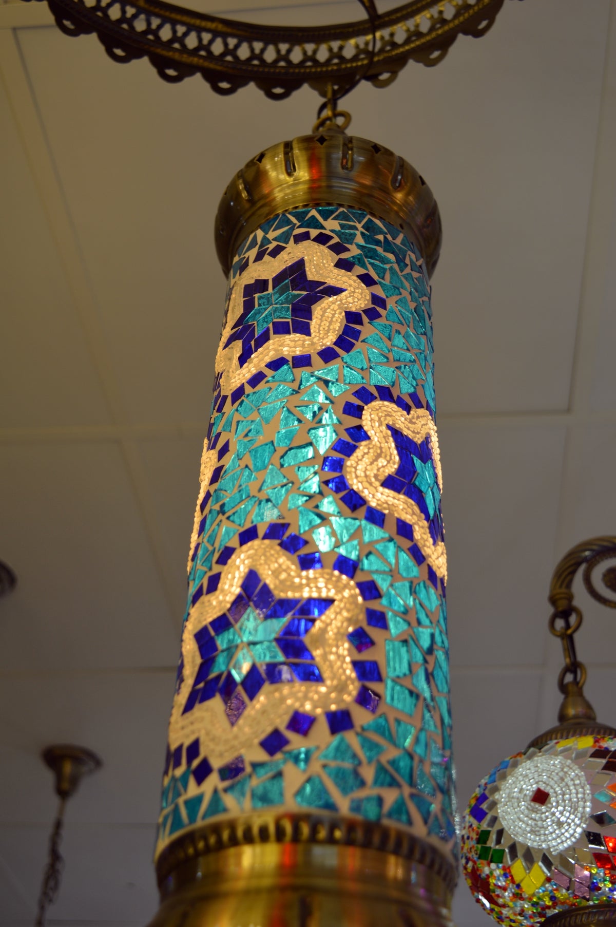 Handmade Turkish Mosaic Chandelier Lamp Ceiling Light Style Multi Lantern