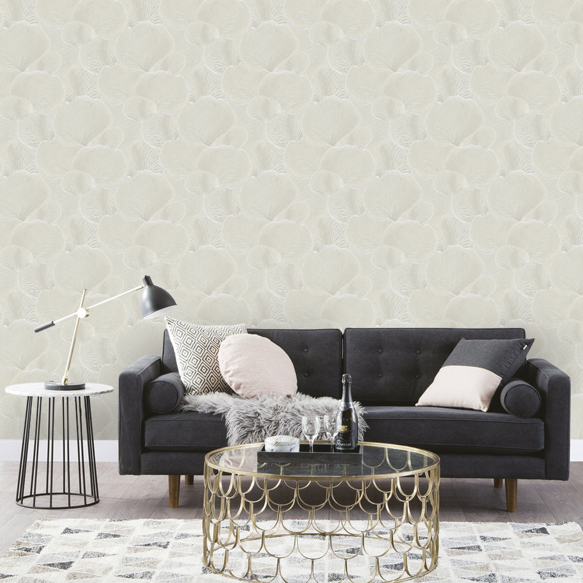 Mushroom Pattern Modern Double Width wallpaper in 3 different colours-15mtr Length and 1mtr Width-VA10202,07 & 10