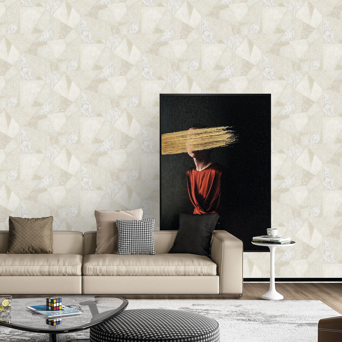 Kingston Modern Geometric Pattern Double width Wallpapers in 3 different colours-15mtr Length and 1mtr Width-VA15204, 05 & 08