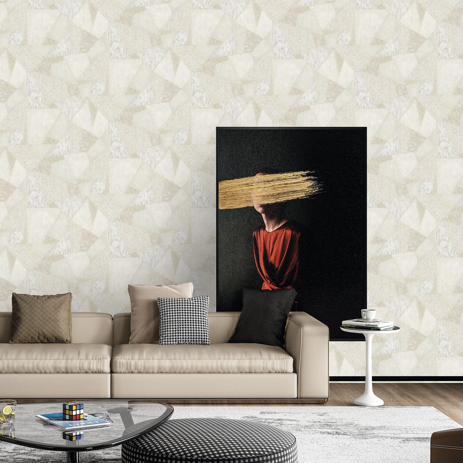 Kingston Modern Geometric Pattern Double width Wallpapers in 3 different colours-15mtr Length and 1mtr Width-VA15204, 05 & 08