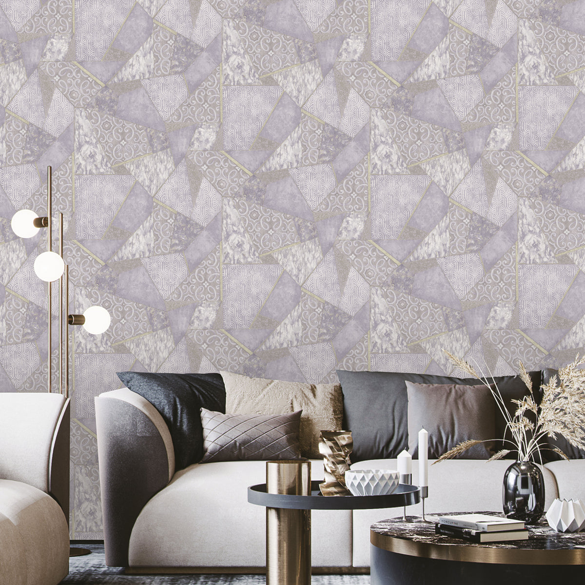 Kingston Modern Geometric Pattern Double width Wallpapers in 3 different colours-15mtr Length and 1mtr Width-VA15204, 05 &amp; 08