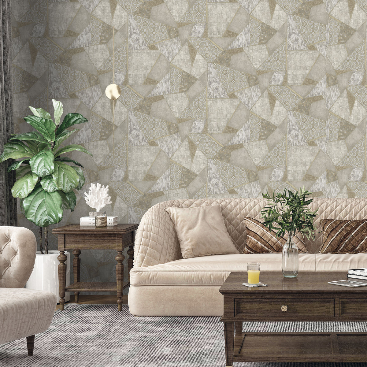 Kingston Modern Geometric Pattern Double width Wallpapers in 3 different colours-15mtr Length and 1mtr Width-VA15204, 05 & 08