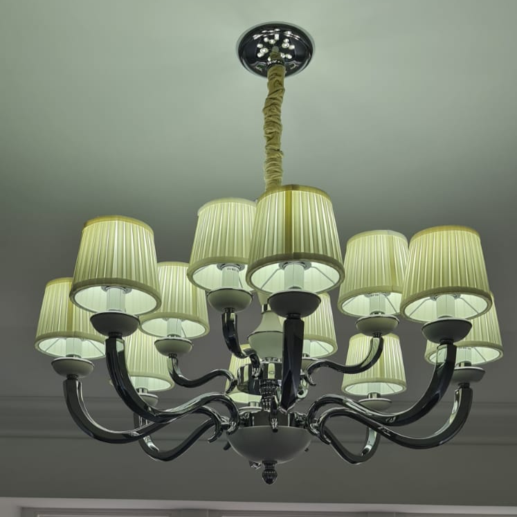 White - Gold Classy Vintage Candle Armed Chandelier