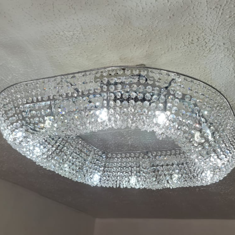 Crystal Square / Circular Pendant & Flash mounted Warm LED ceiling light-8596–8P