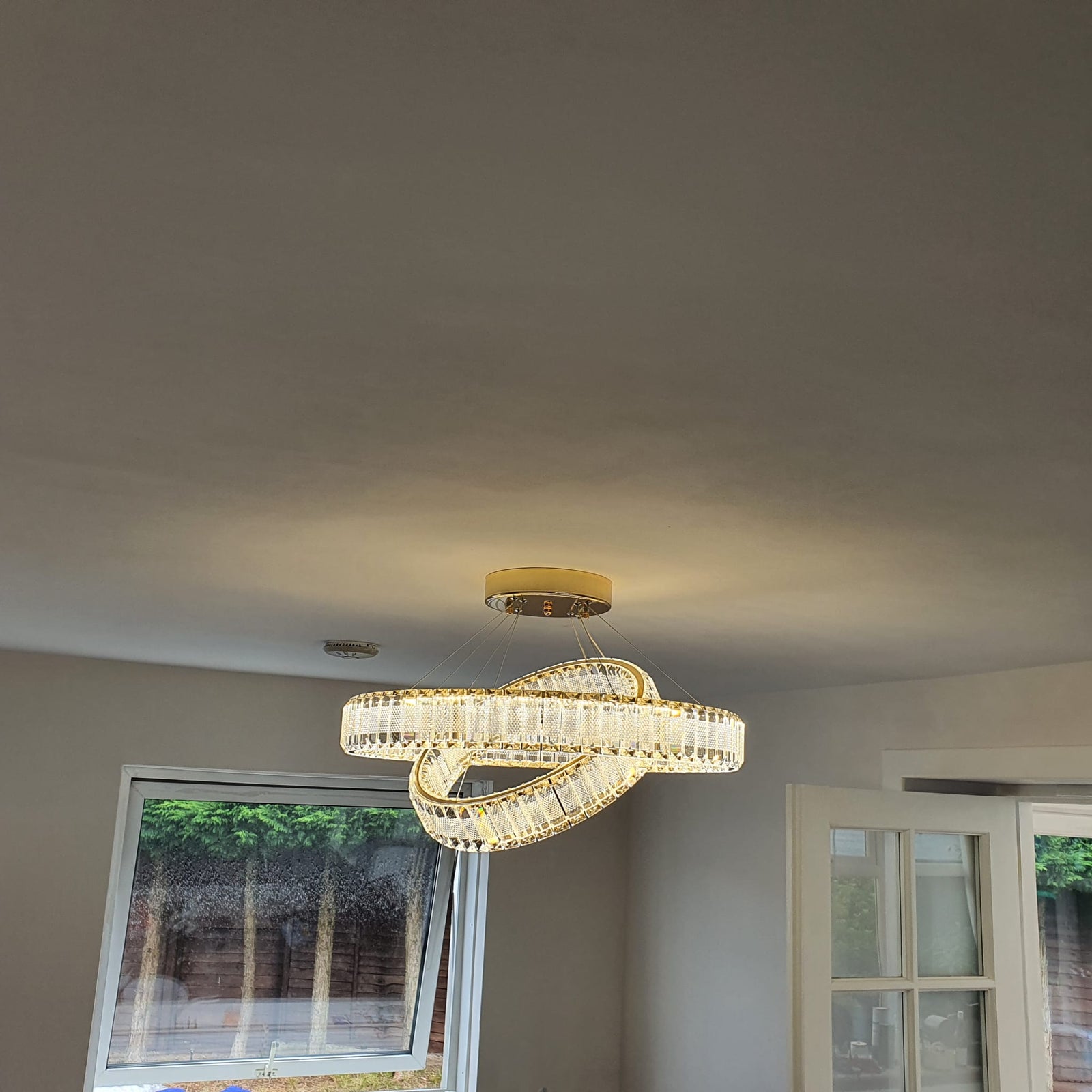 Modern Crystal Pendant Ceiling Light-colour changing brightness adjustment feature-remote control- with matching Floor & Table Lamps –Y608-400+600