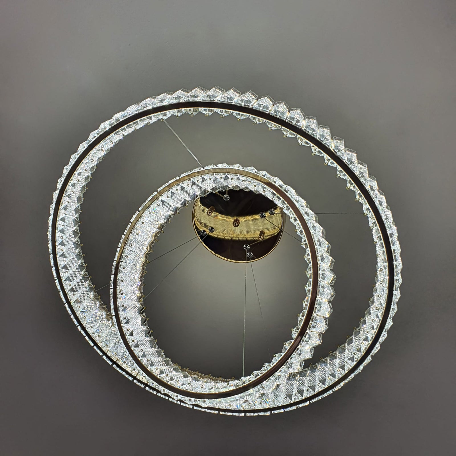 Modern Crystal Pendant Ceiling Light-colour changing brightness adjustment feature-remote control- with matching Floor & Table Lamps –Y608-400+600