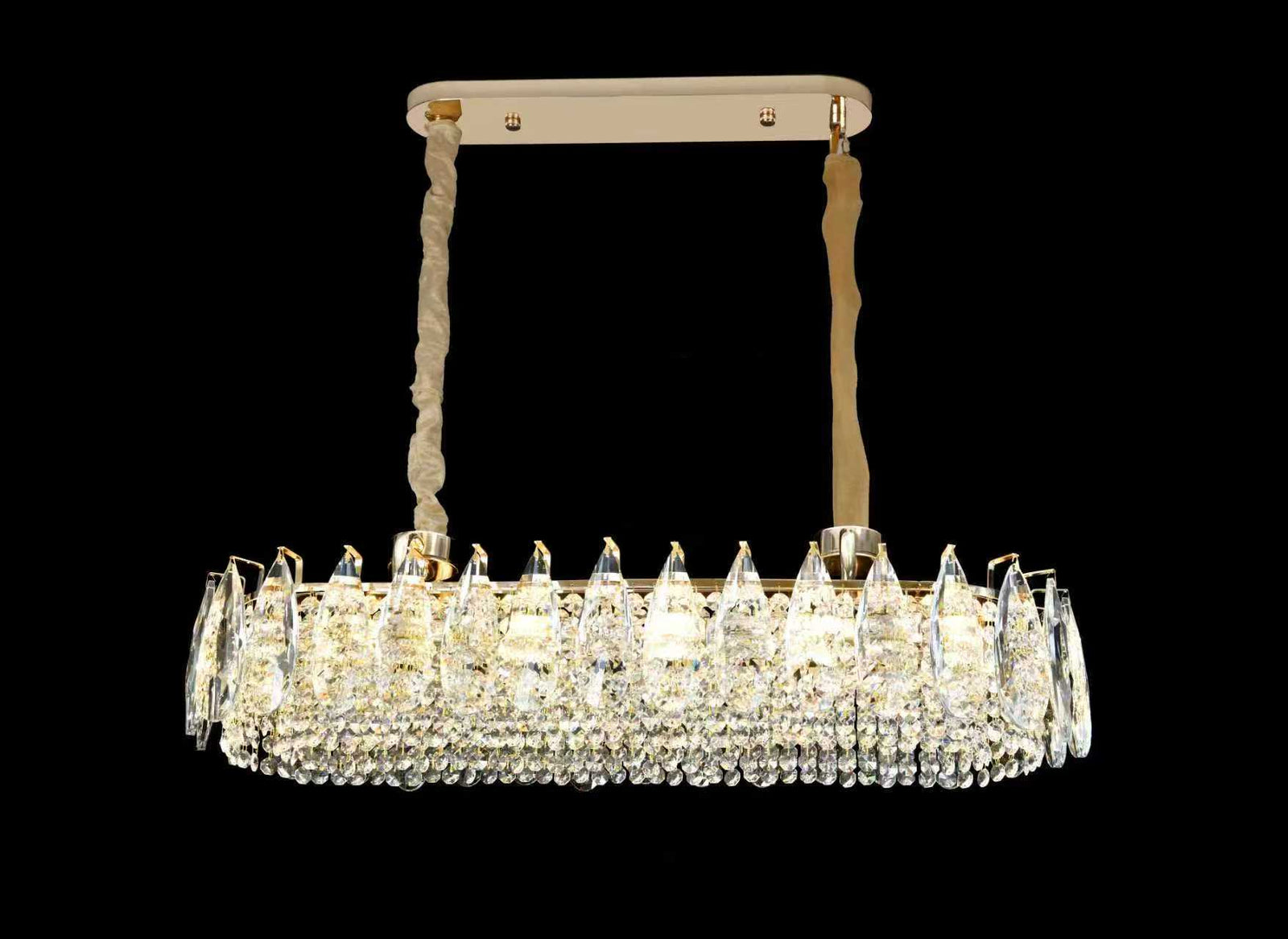 Luxury Rectangular Crystal LED Chandelier Ceiling Light