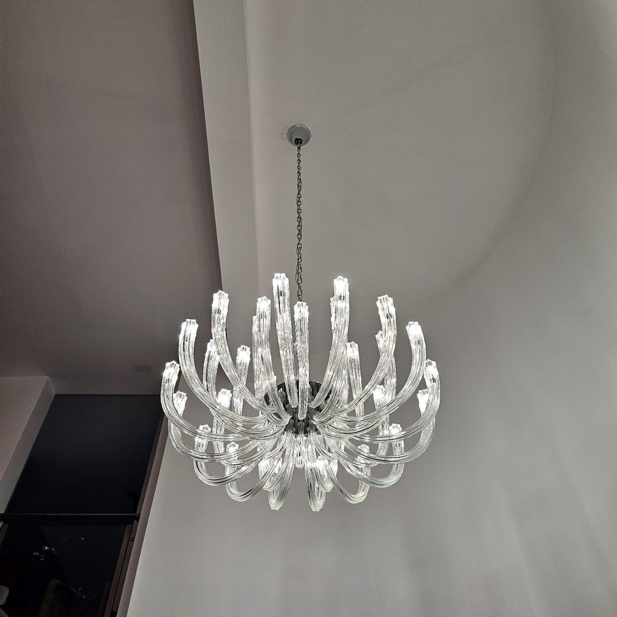 Luxury Modern Glass LED Chandelier Clear Spiral Pendant Light | 03 Sizes