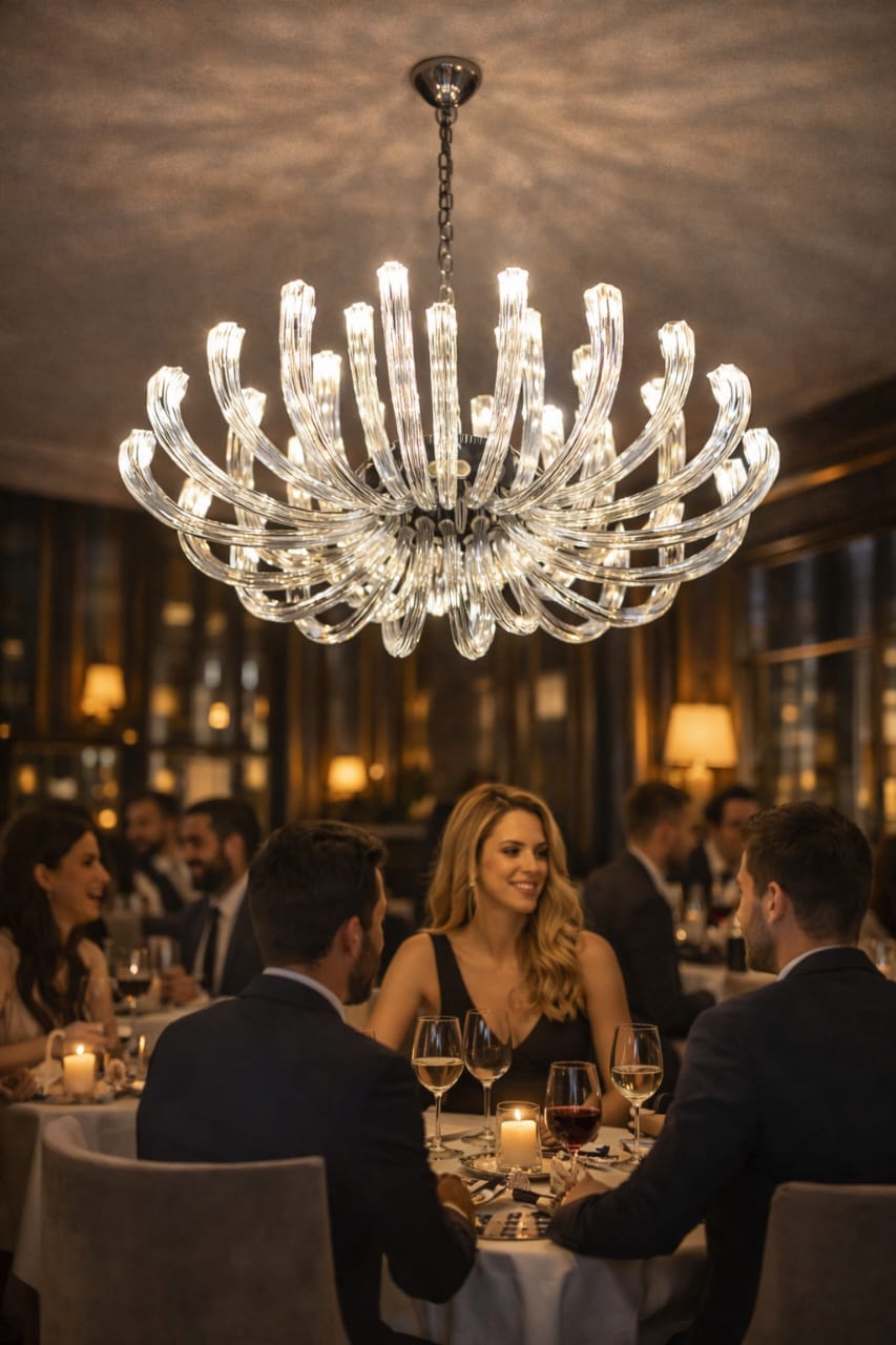 Luxury Modern Glass LED Chandelier Clear Spiral Pendant Light | 03 Sizes