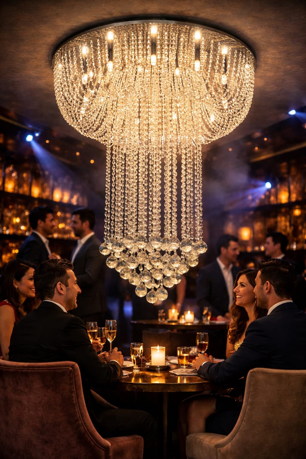 Luxury Crystal Waterfall Chandelier Ceiling Light – Modern LED Raindrop Hanging
