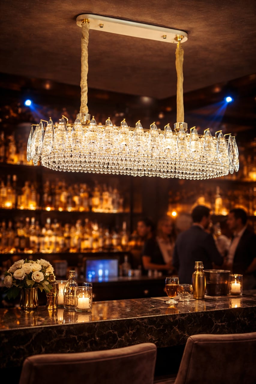 Luxury Rectangular Crystal LED Chandelier Ceiling Light