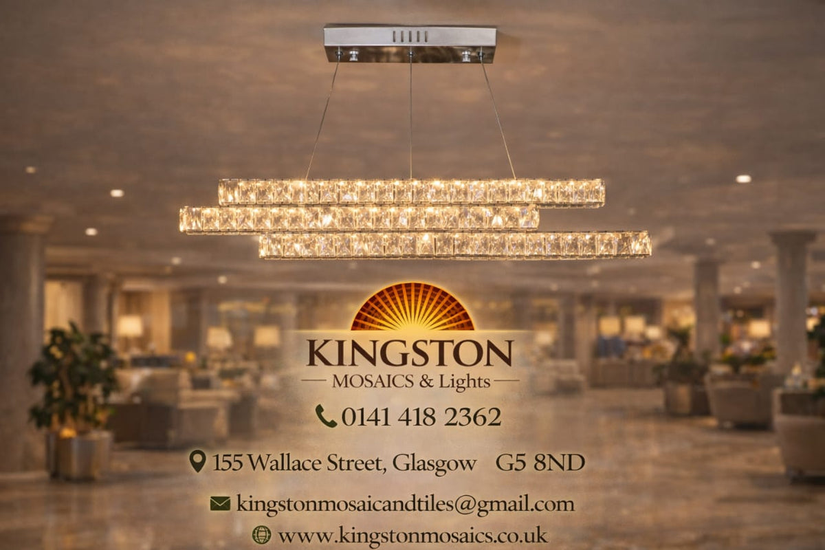 Luxury Triple-Tier Crystal LED Linear Chandelier - Colour Changing Feature