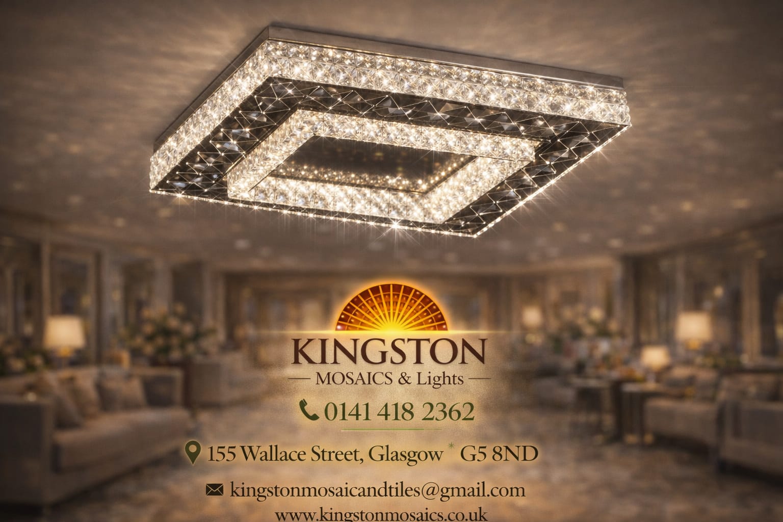Modern Square Crystal LED Ceiling Light Flush Mount Luxury Chandelier