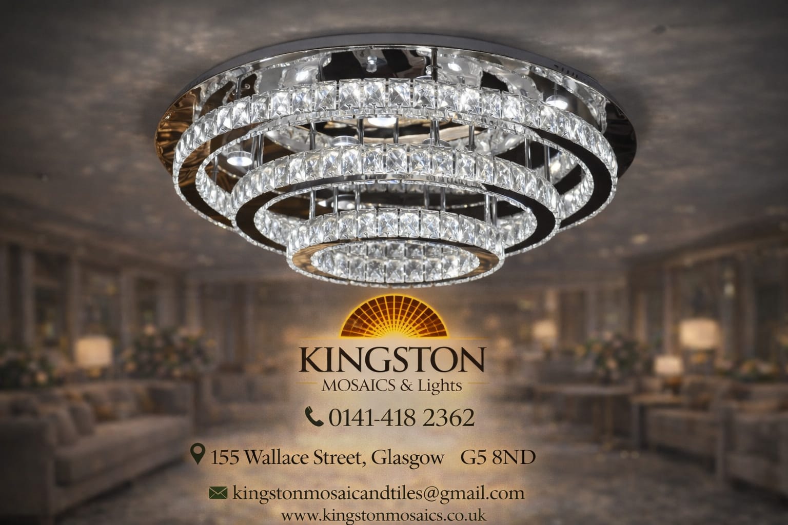 Luxury 3-Ring Crystal LED Ceiling Light Chandelier