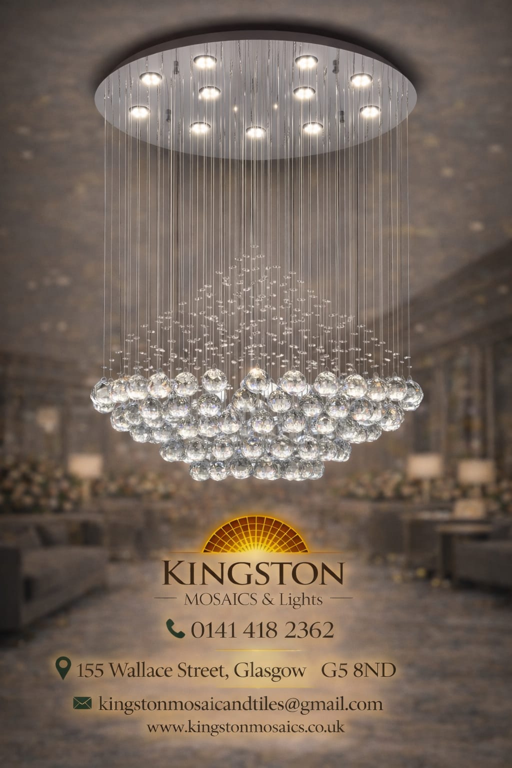 Luxury Crystal Raindrop LED Chandelier – Multi-Tier Waterfall Ceiling Chandelier