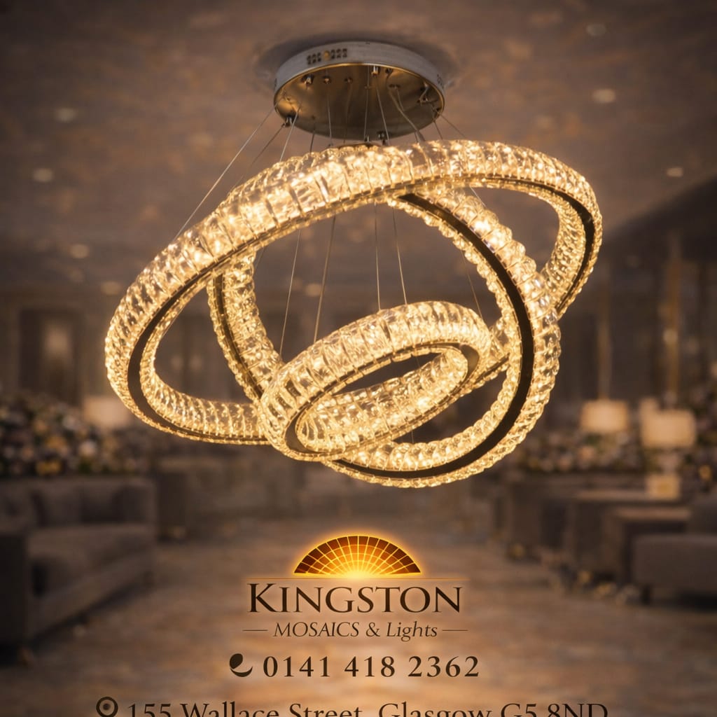 Luxury Modern LED Crystal Ring Chandelier Ceiling Light – Adjustable Pendant