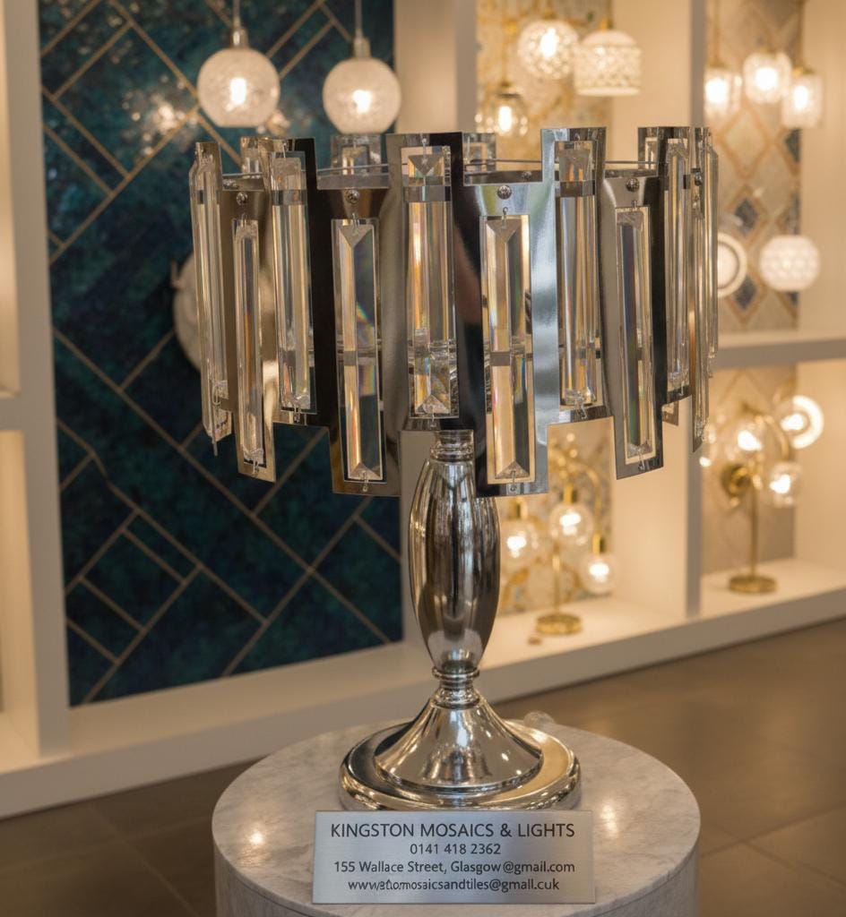 Modern Chrome Crystal Table Lamp | Luxury Bedside Desk Lamp | Home Living Room