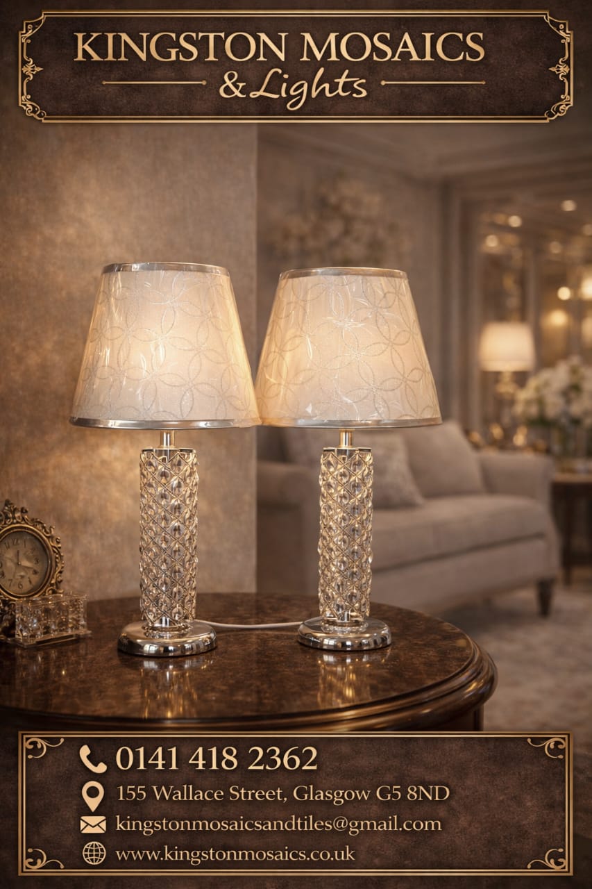 Luxury Crystal Column Table Lamps with Fabric Shades