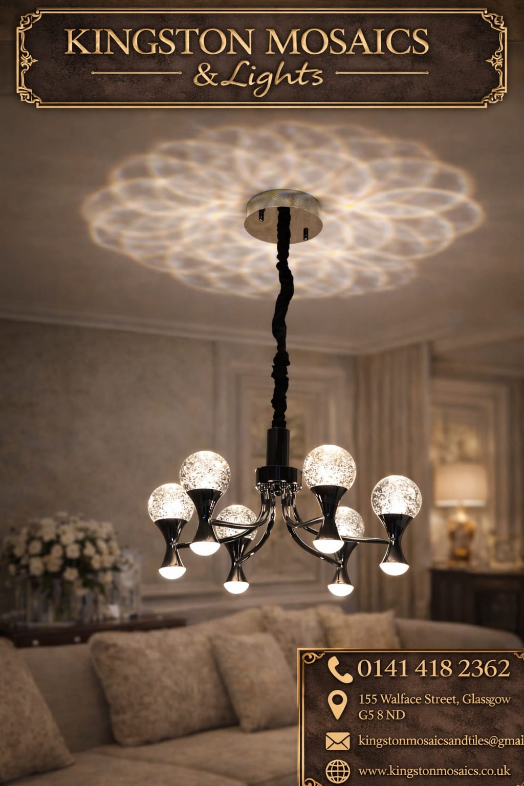 Modern Crystal LED Chandelier Ceiling Light – Luxury Multi-Arm Pendant