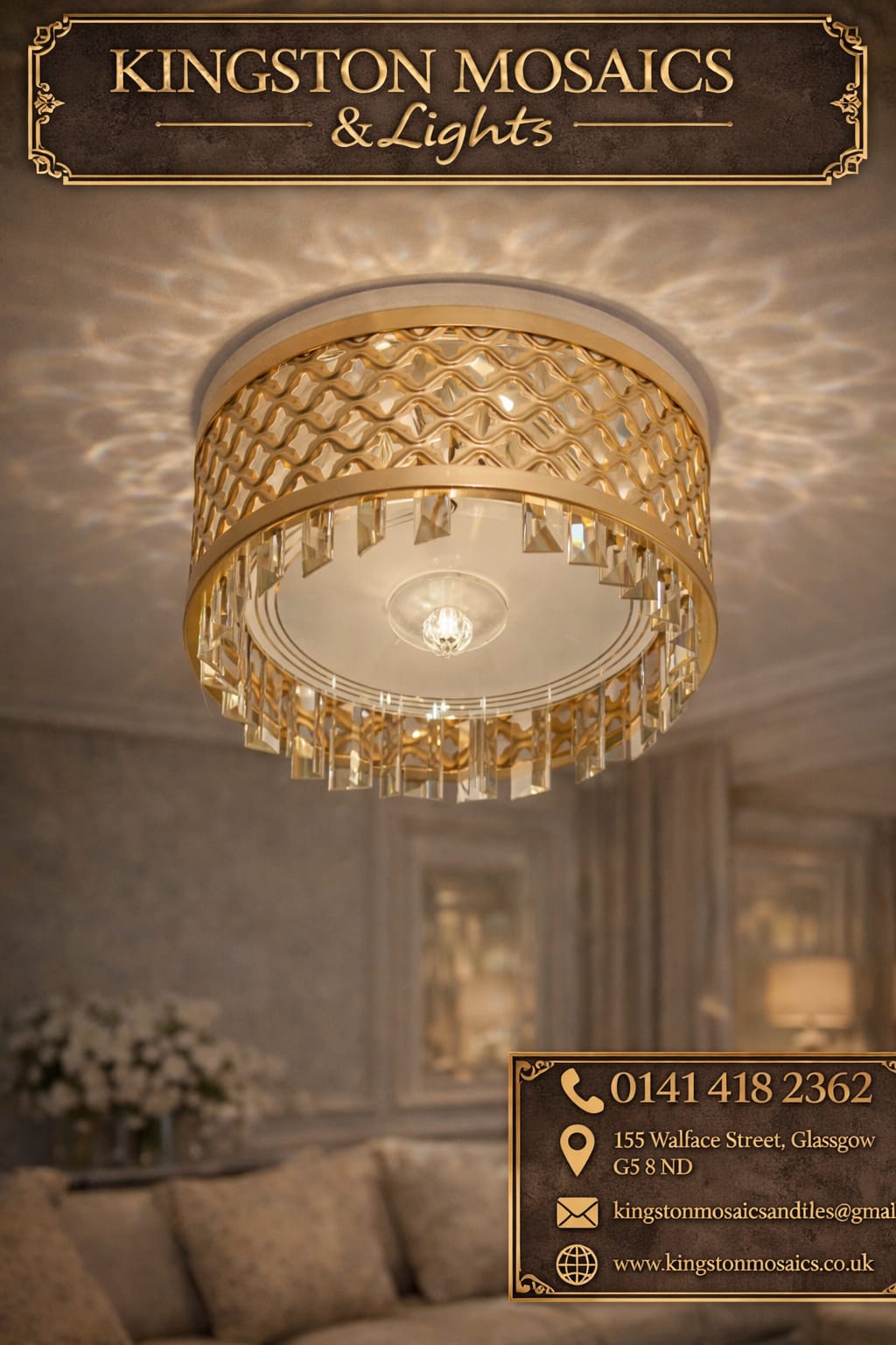 Luxury Gold Crystal Ceiling Light Flush Mount | Modern LED Chandelier