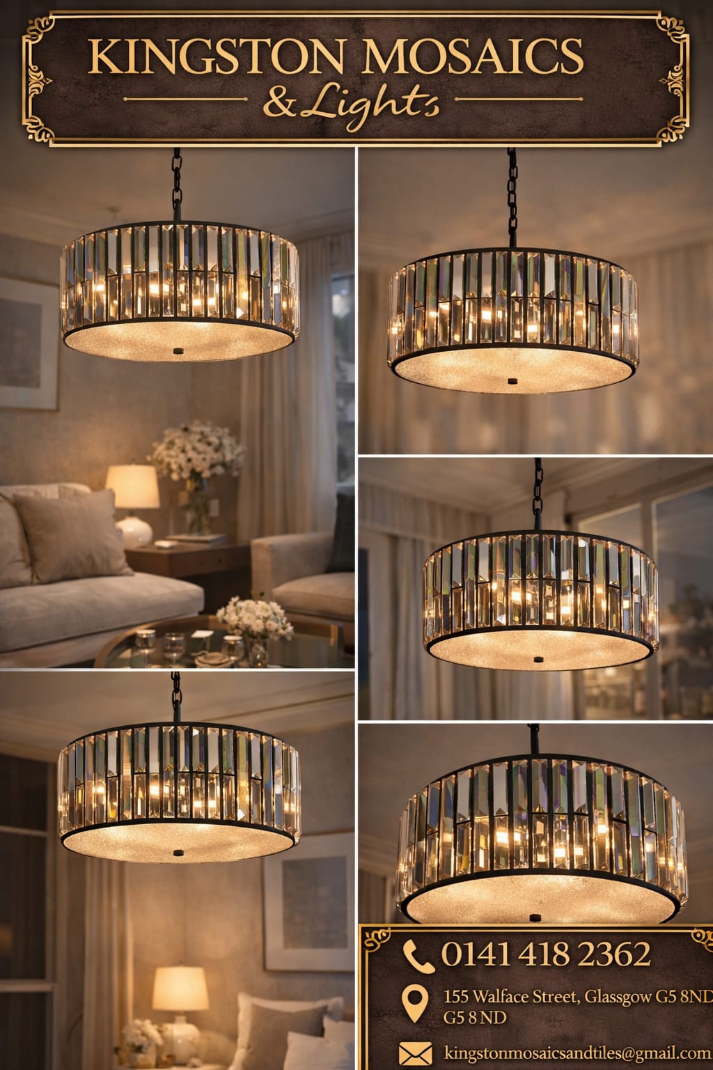 Luxury Crystal Drum Pendant Ceiling Light – Modern Chandelier