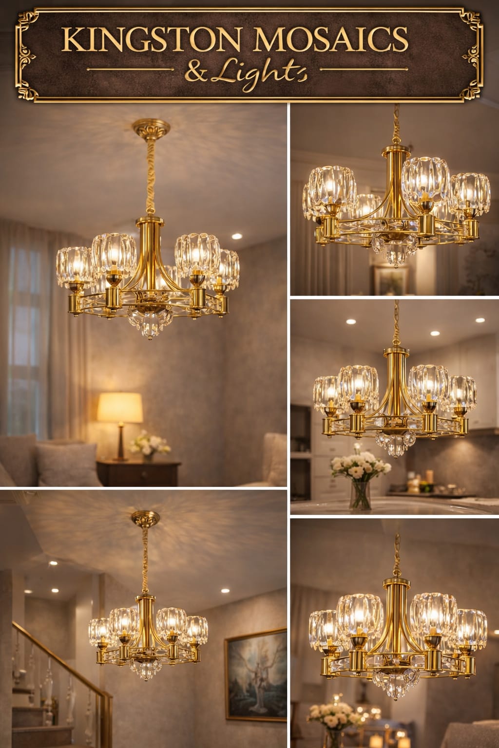 Luxury Gold Crystal Ceiling Chandelier | Modern Elegant Pendant Light